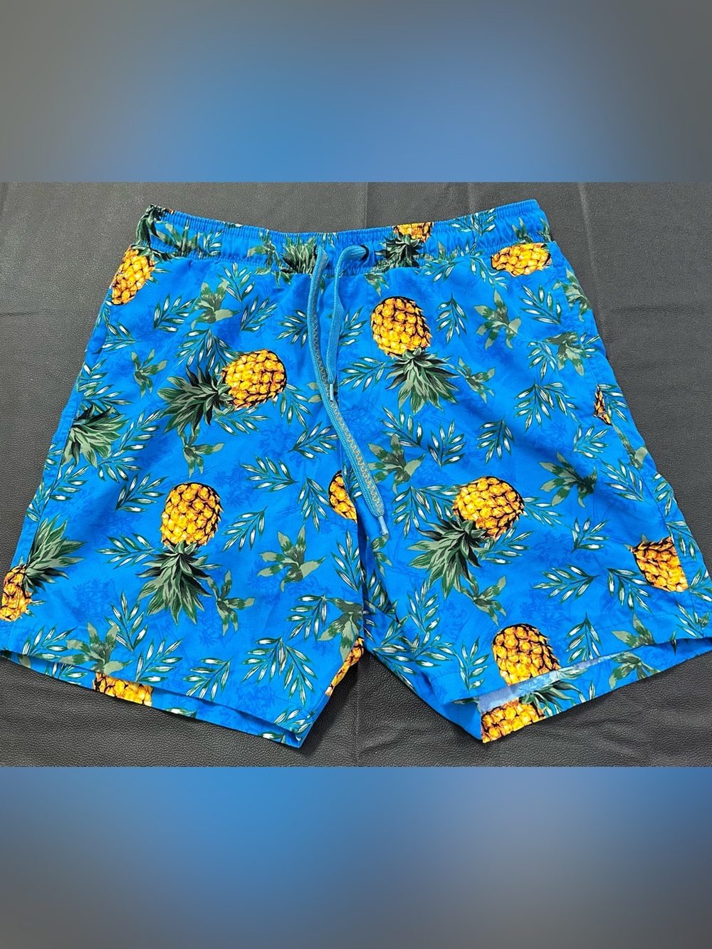Men’s Surf Society Swimwear Swimming Trunks Shorts Blue Pineapples Sz Medium